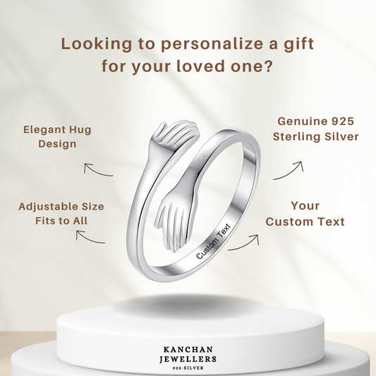 pure silver love hug ring