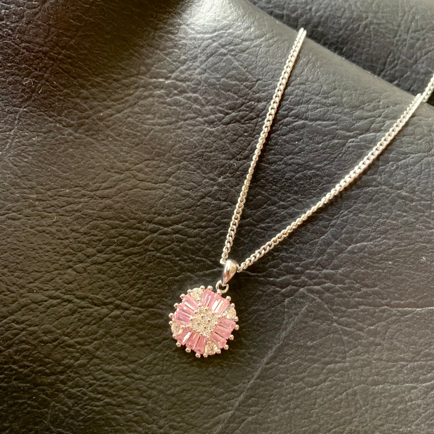 Pink Diamond pendant necklace pure silver