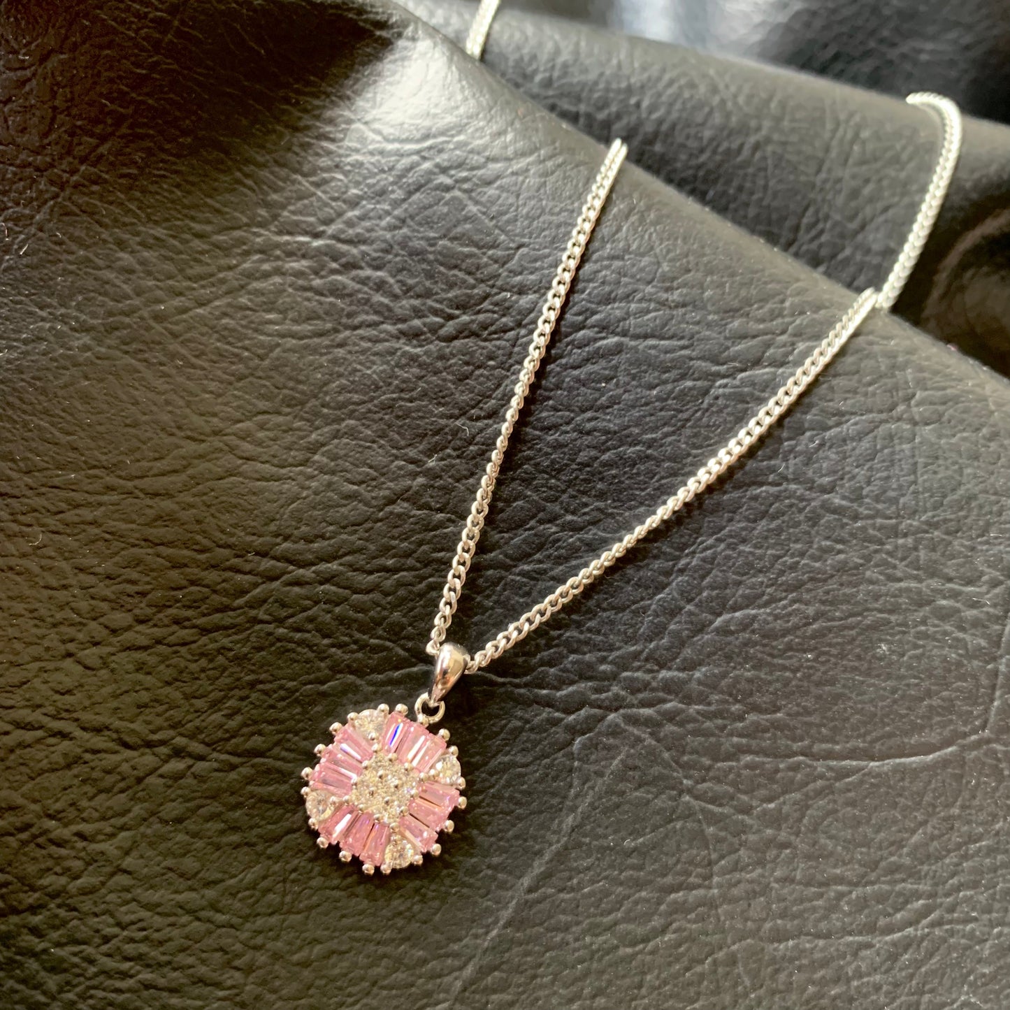 Pink Diamond pendant necklace pure silver