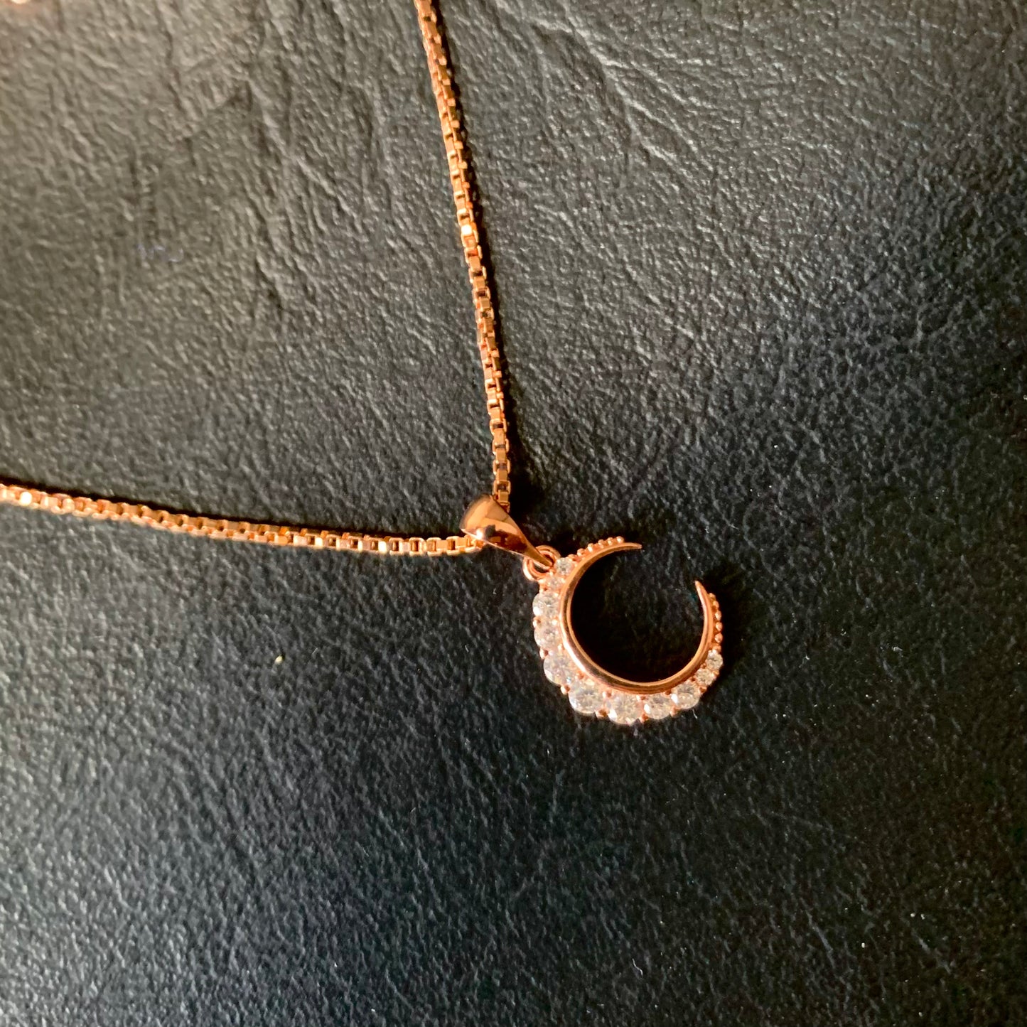Moon Necklace Rose Gold Pure Silver