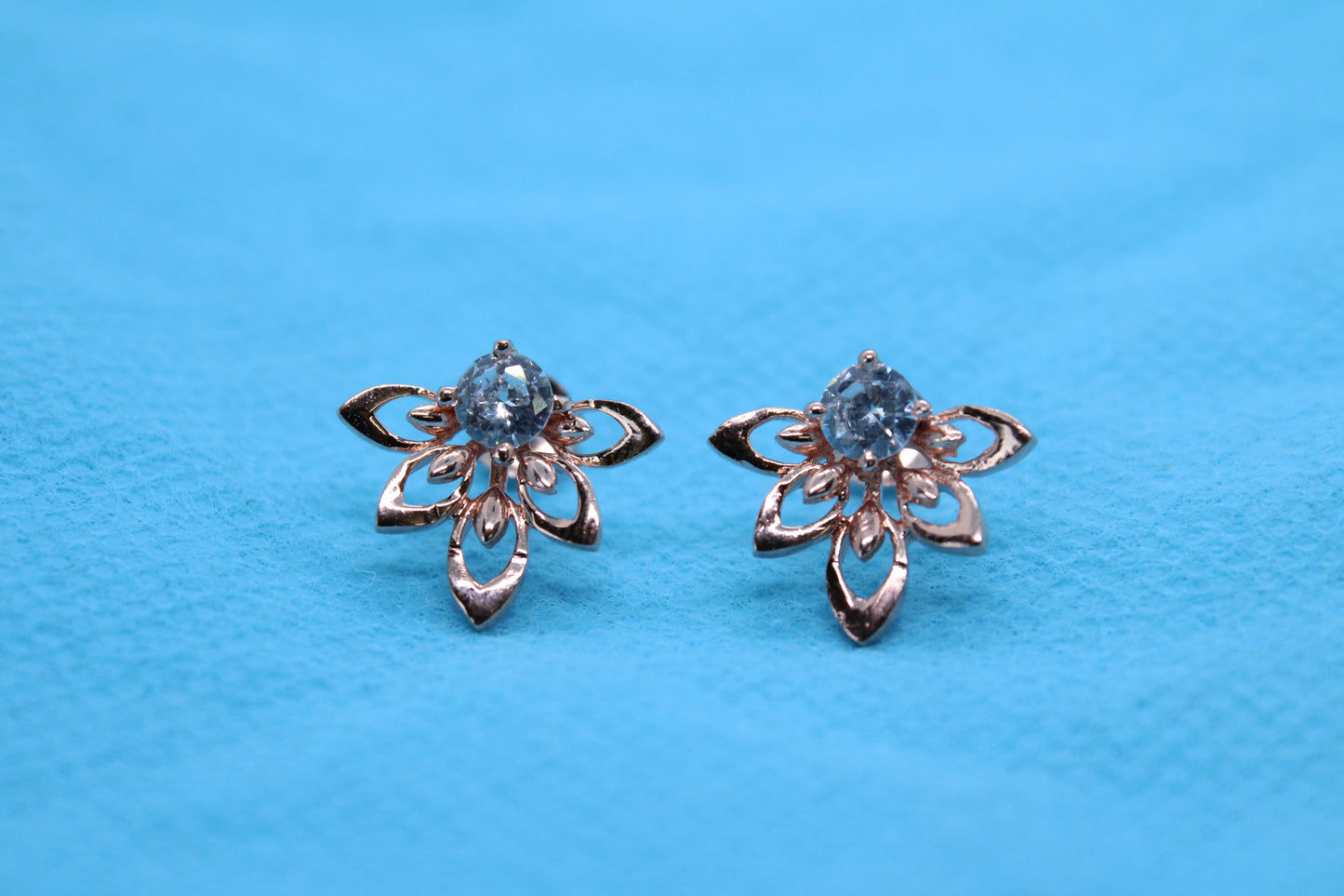 Trendy Sterling Silver Diamond Earring Rose Gold