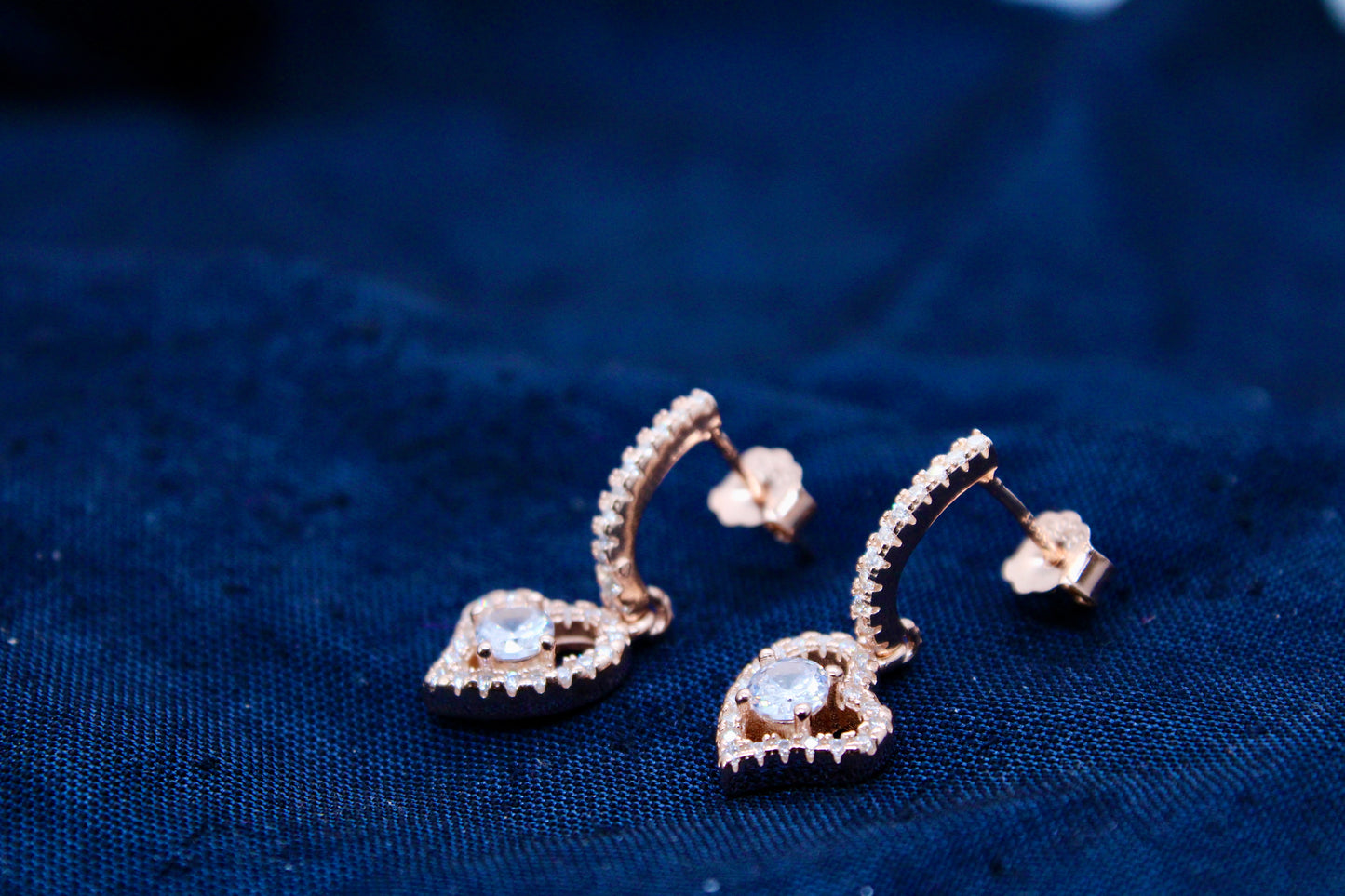 Heart Tops Diamond Sterling Silver Rose Gold