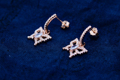 Butterfly Diamond Earrings Sterling Silver in Rose Gold