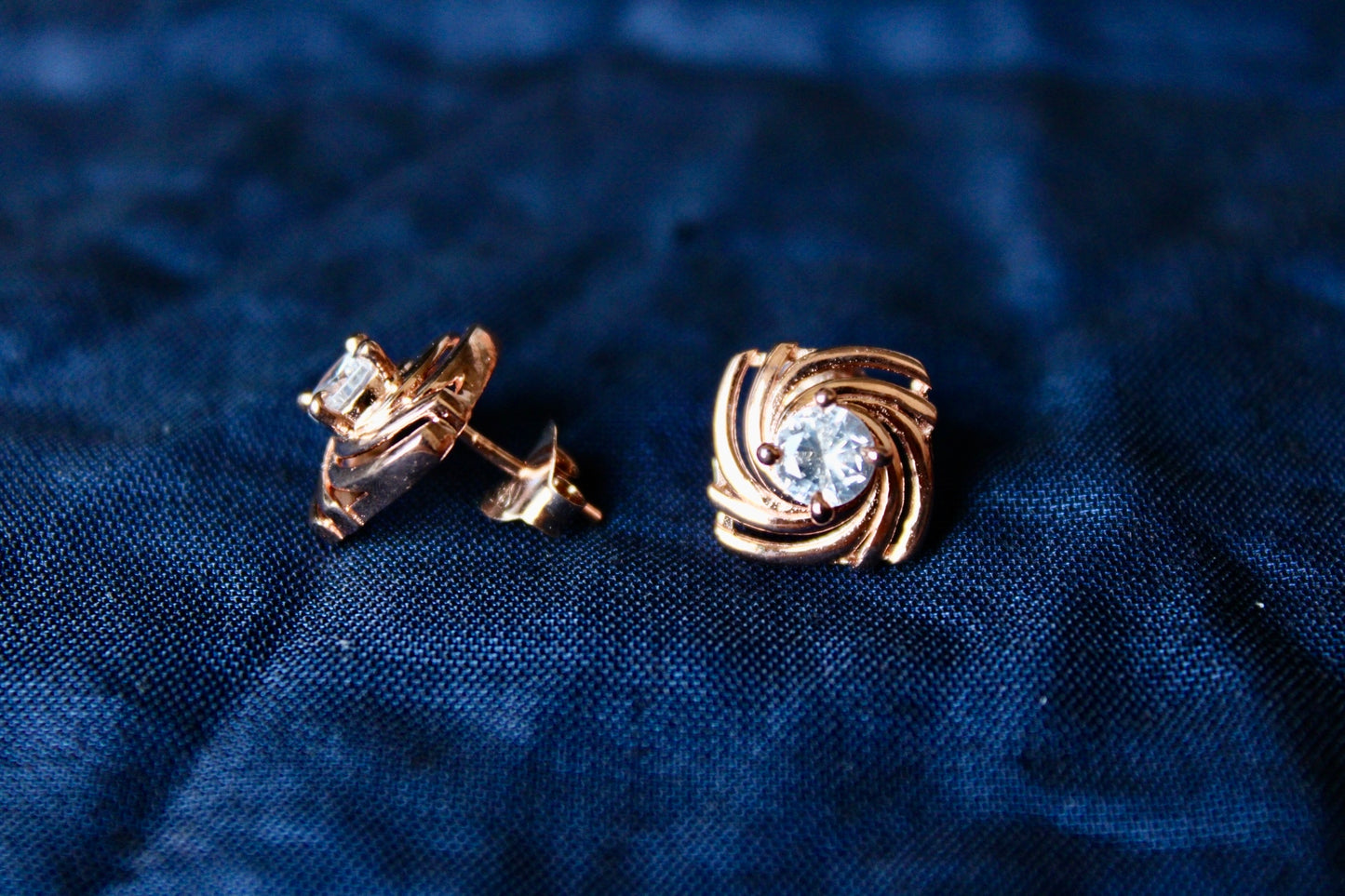 Diamond Stud Earring Sterling Silver Rose Gold