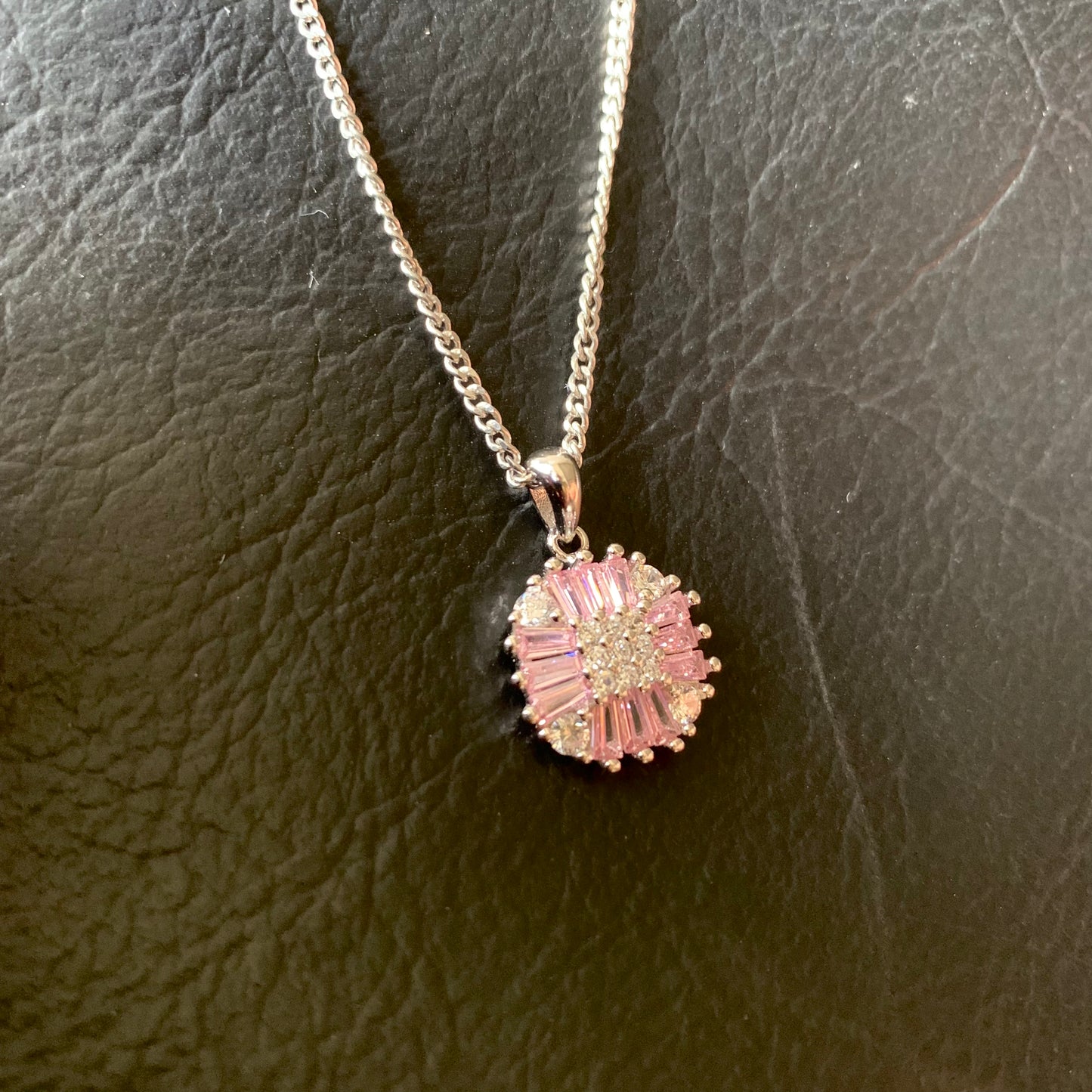 Pink Diamond pendant necklace pure silver