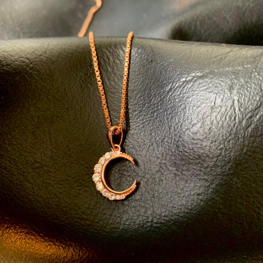 Moon Necklace Rose Gold Pure Silver
