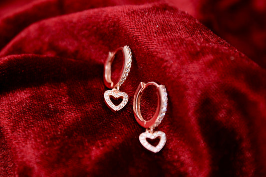 Heart shape Earrings Tops Sterling Silver