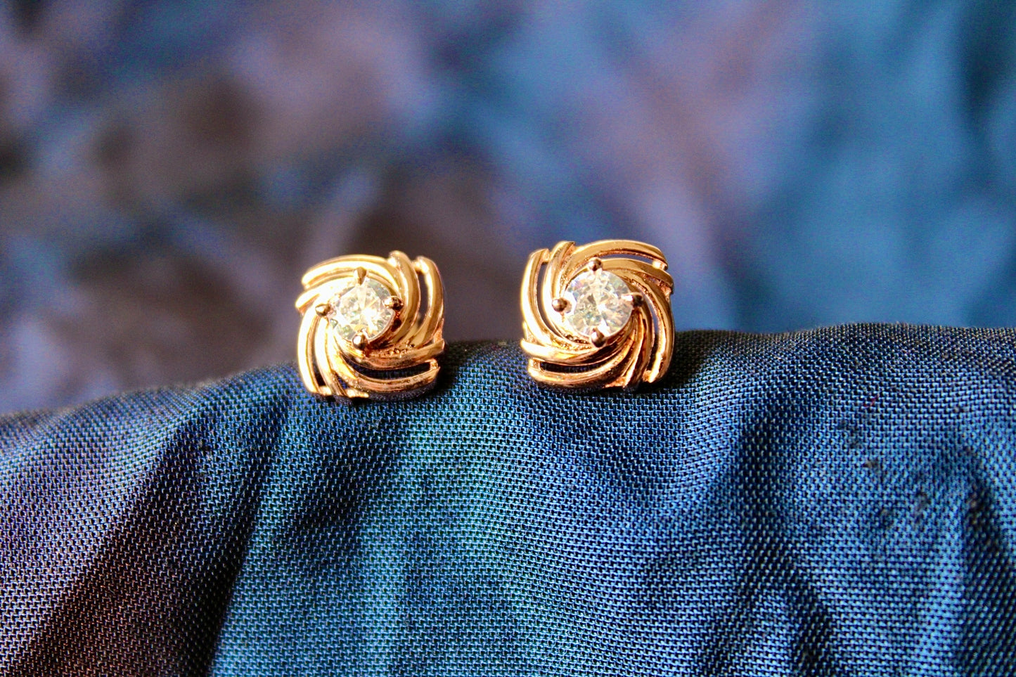 Diamond Stud Earring Sterling Silver Rose Gold