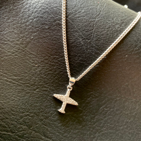 Airplane Pendant Necklace sterling Silver