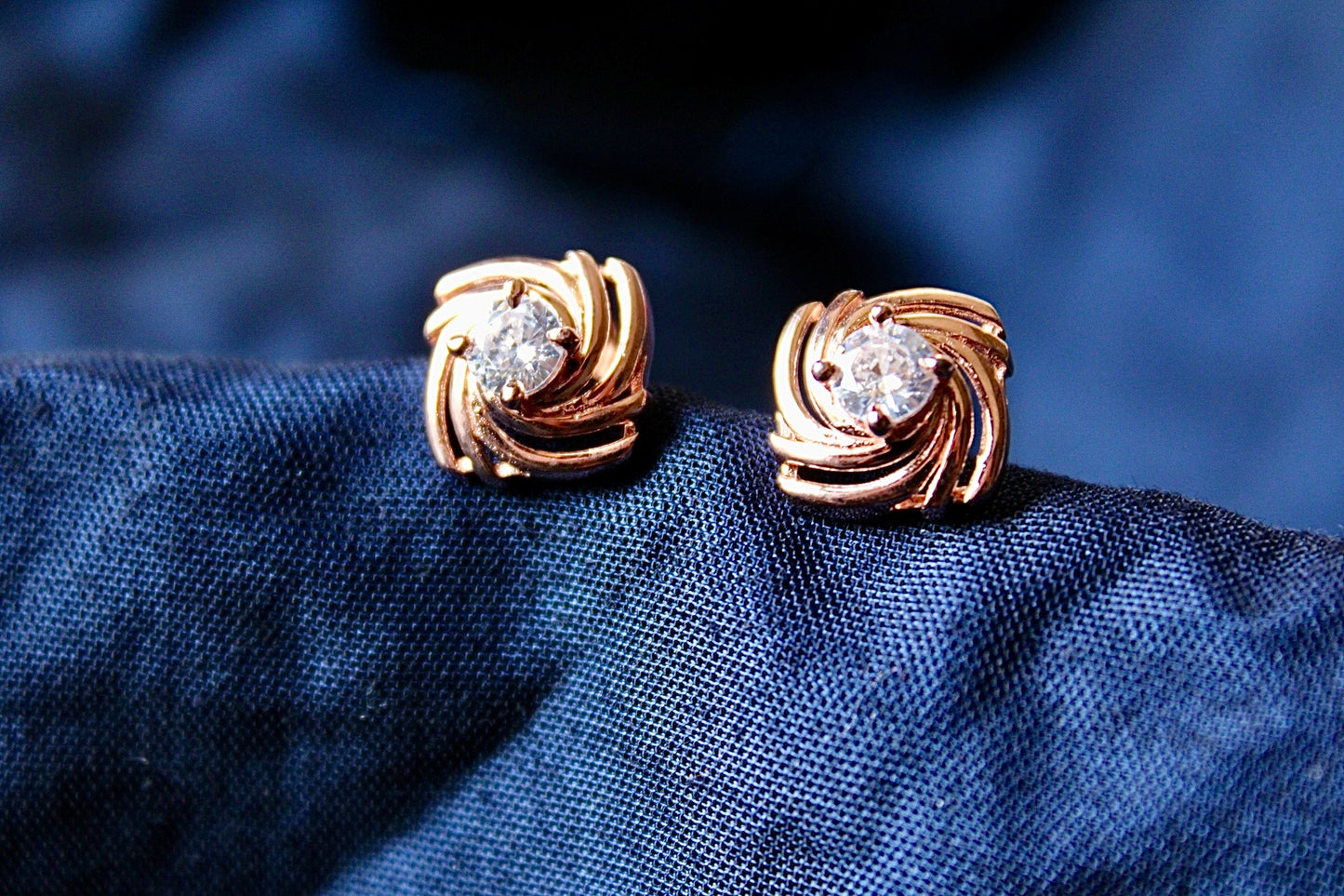 Diamond Stud Earring Sterling Silver Rose Gold