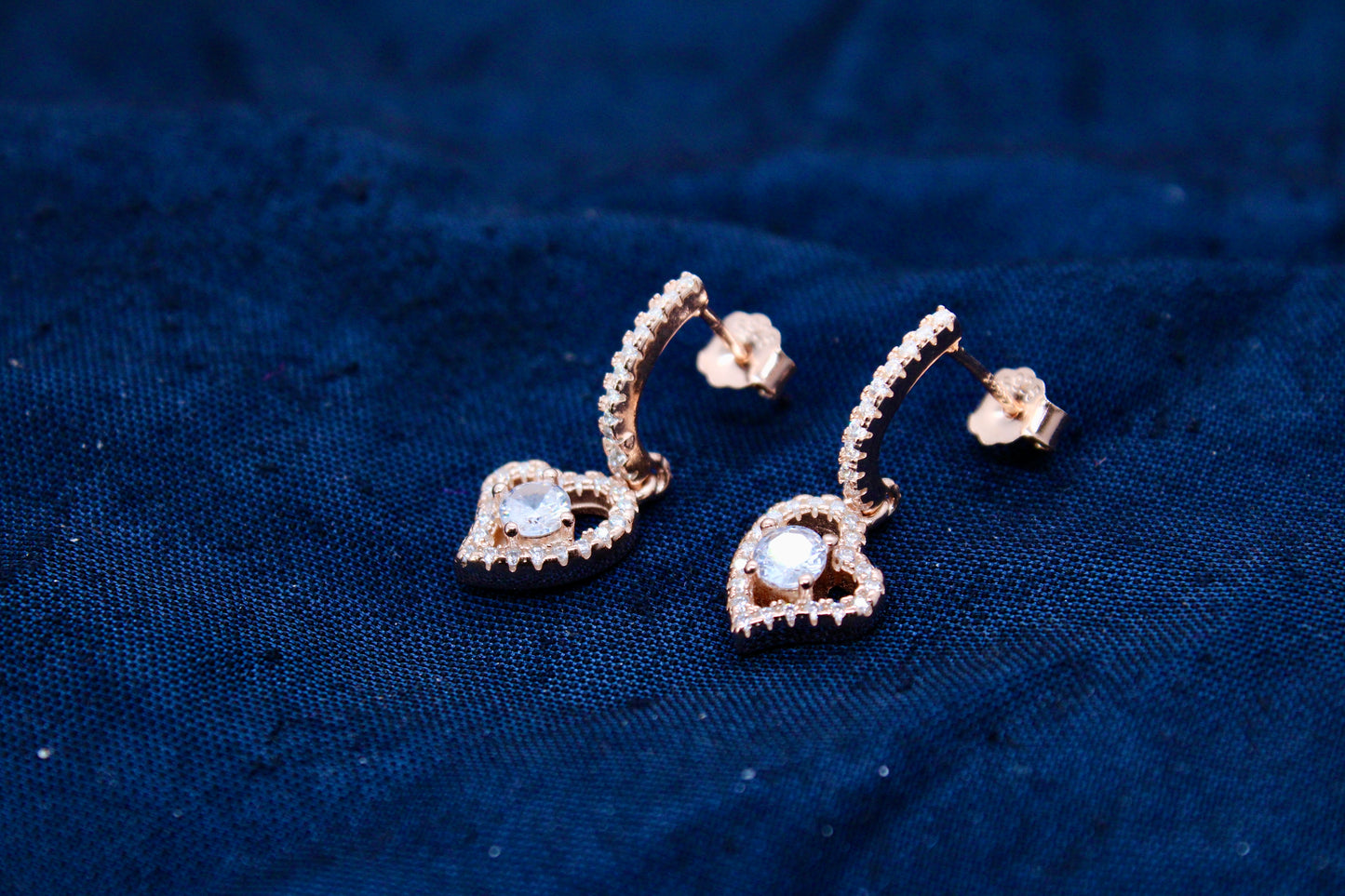 Heart Tops Diamond Sterling Silver Rose Gold