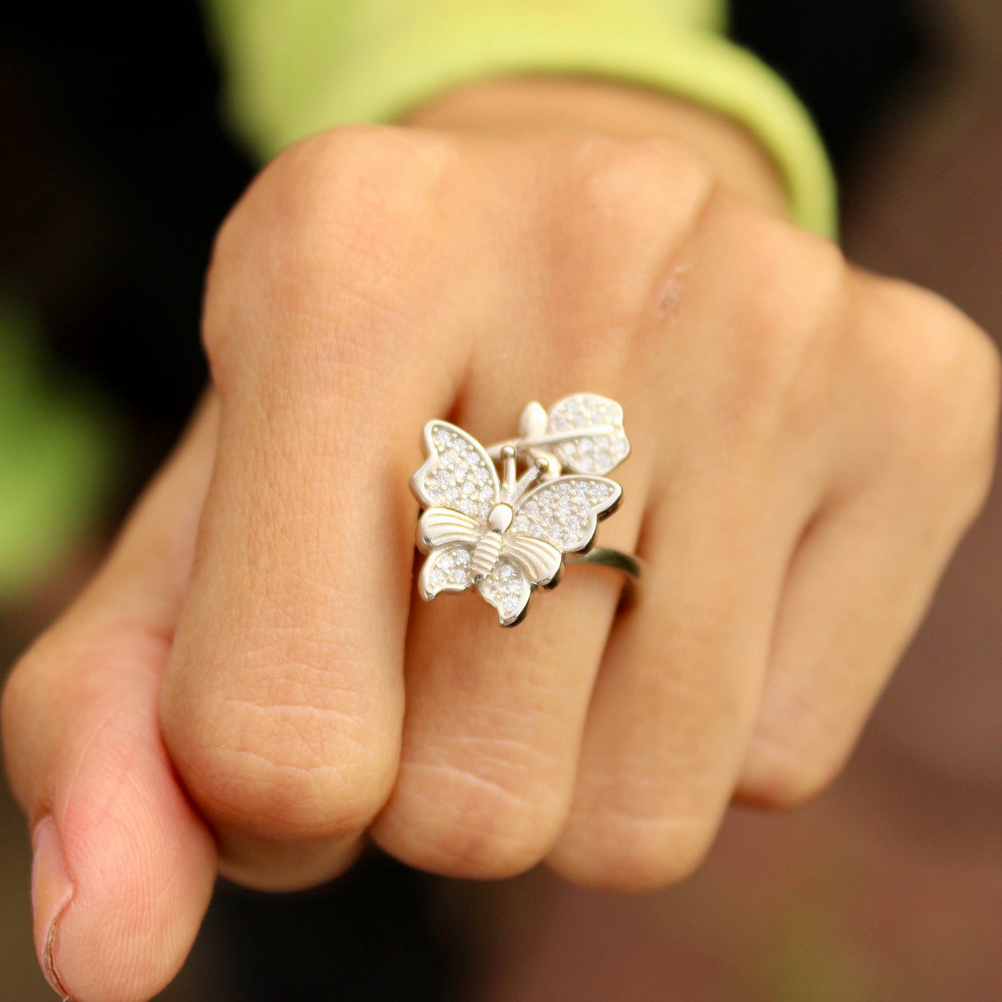 Adjustable Butterfly Ring 925 Sterling Silver