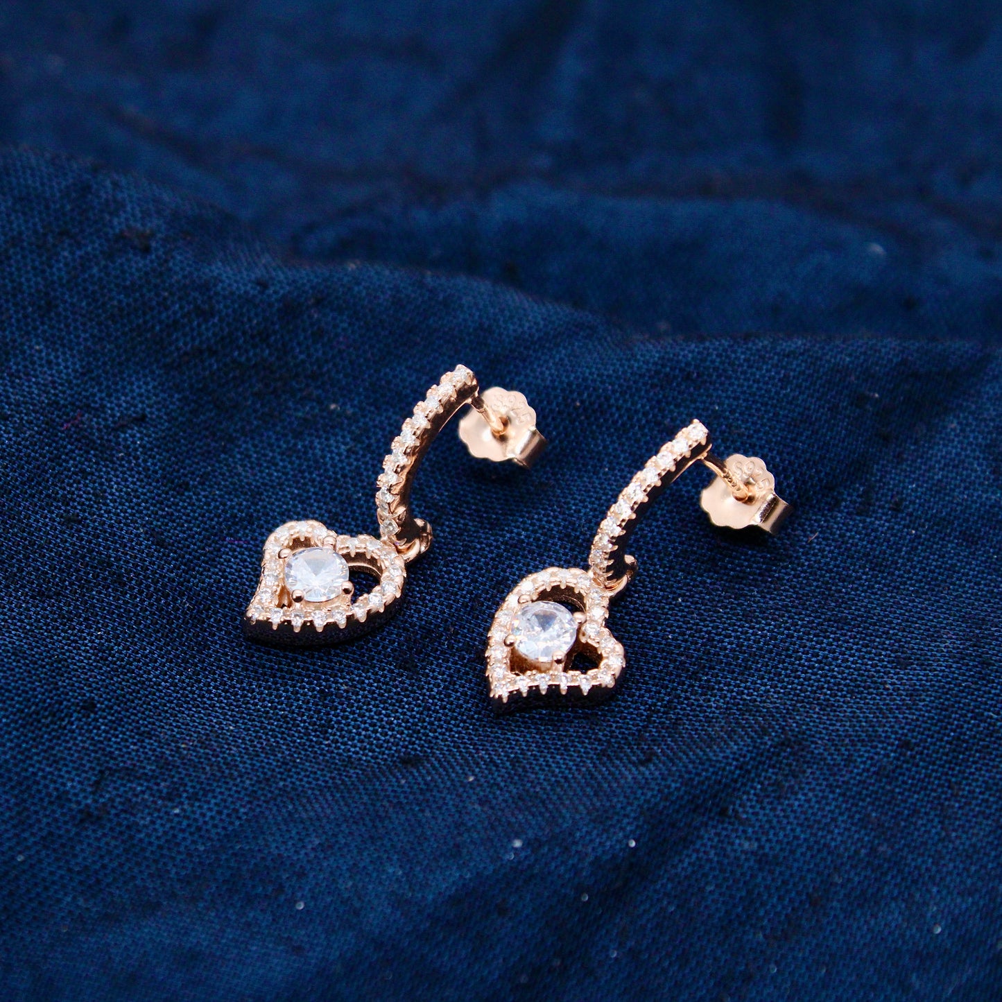 Heart Tops Diamond Sterling Silver Rose Gold