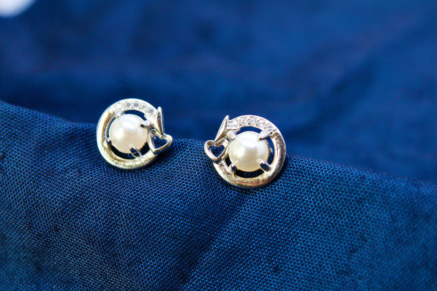 Pearl Stone Heart Earring Sterling Silver