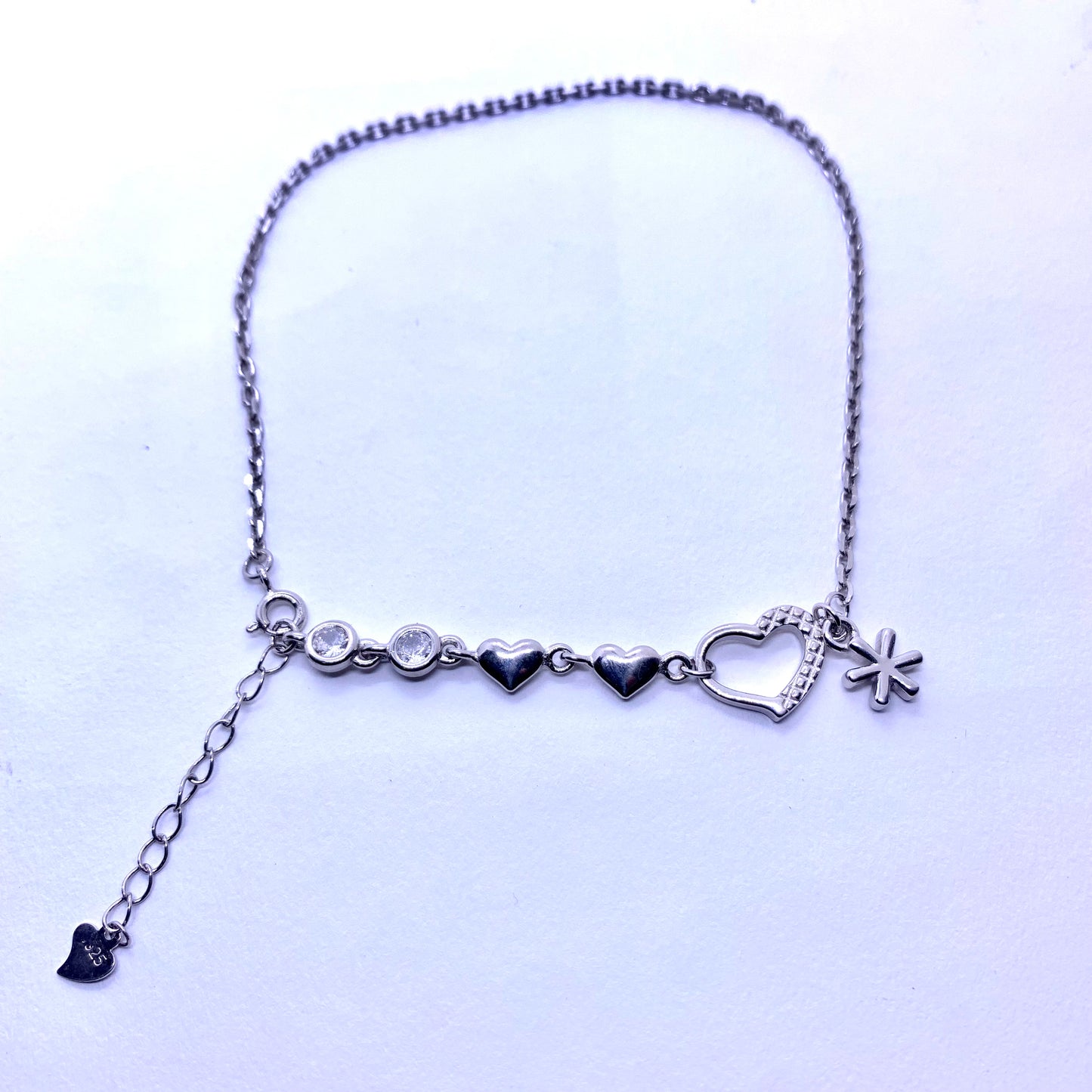 Heart Chain Anklet Pure Silver