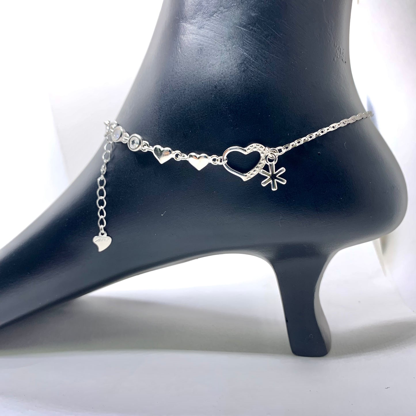 Heart Chain Anklet Pure Silver