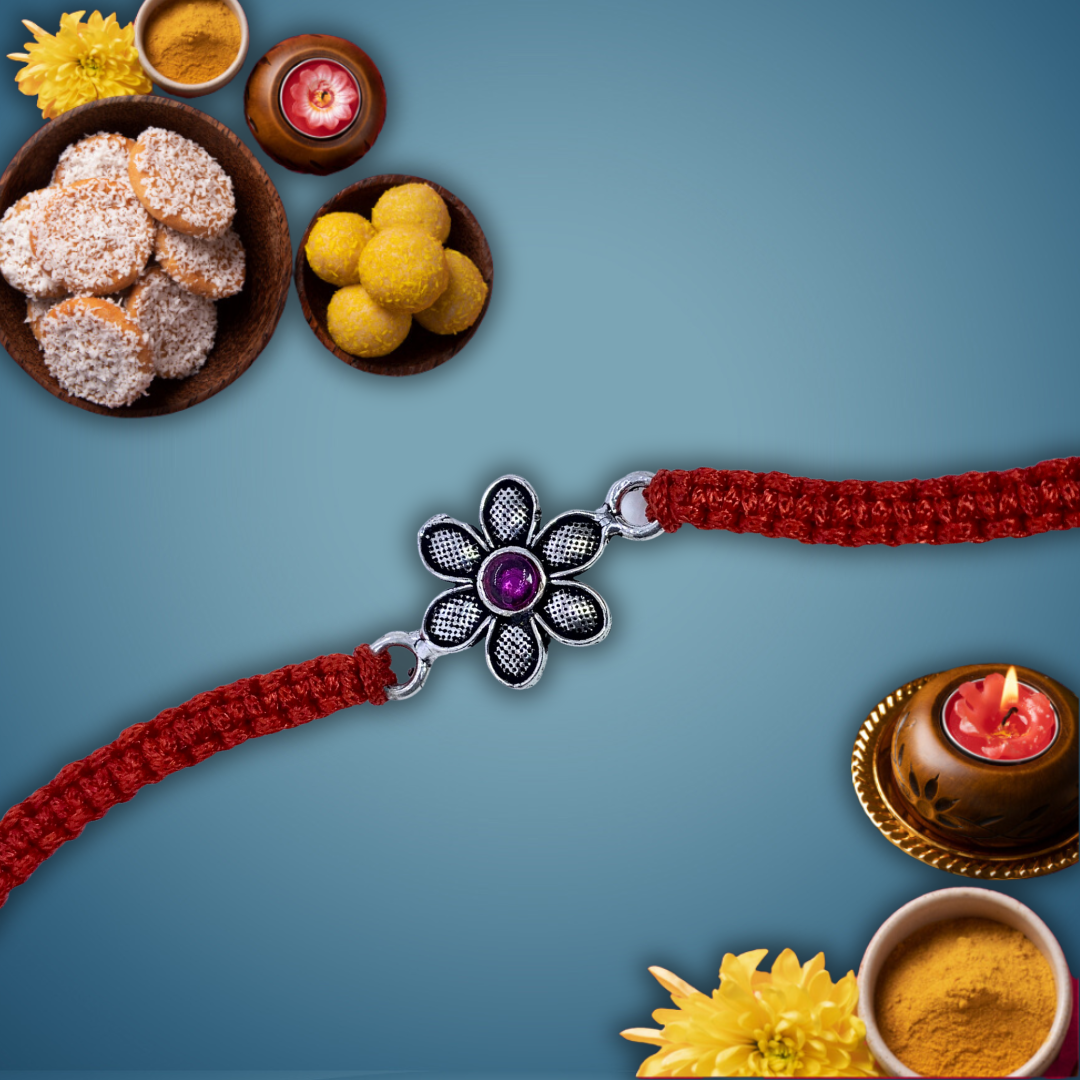 Flower Sterling Silver Rakhi - Silver Jewelery 925