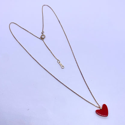 Red Heart Necklace Pendant - Silver Jewelery 925