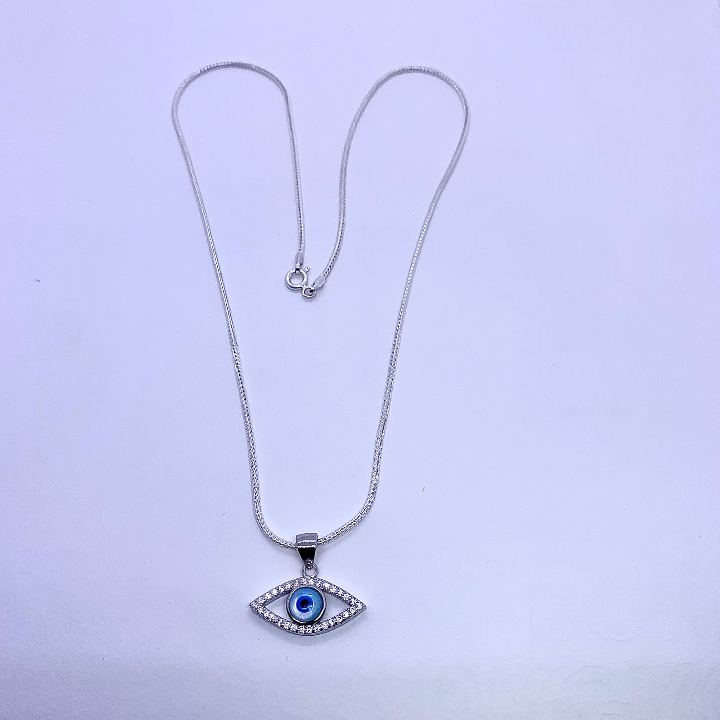 Evil Eye Necklace Pendant - Silver Jewelery 925