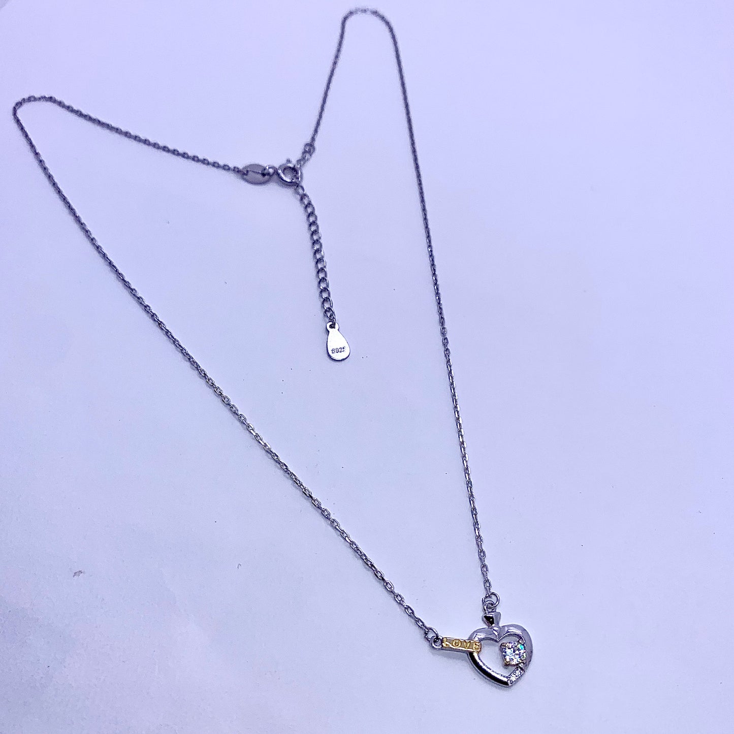 Heart Love Necklace Pendant - Silver Jewelery 925