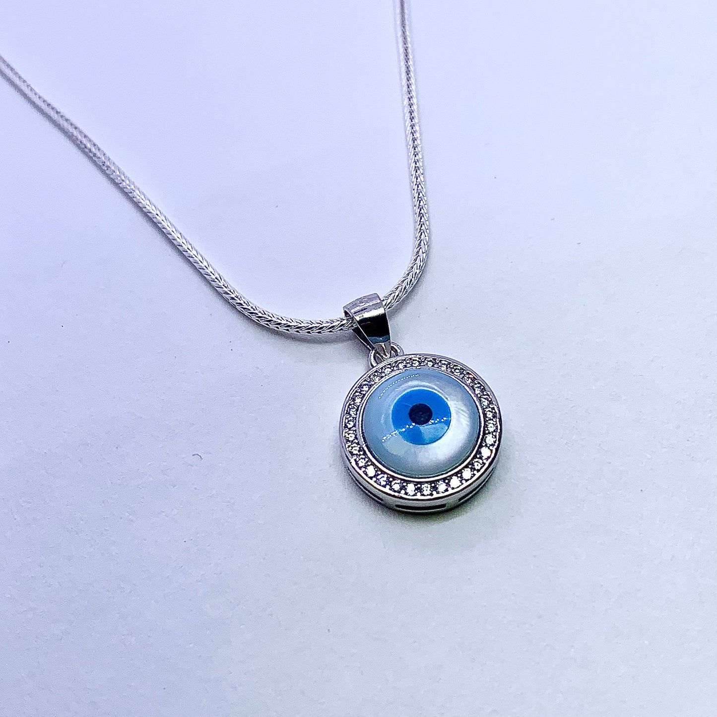 Evil Eye Necklace Pendant - Silver Jewelery 925