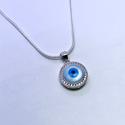 Evil Eye Necklace Pendant - Silver Jewelery 925