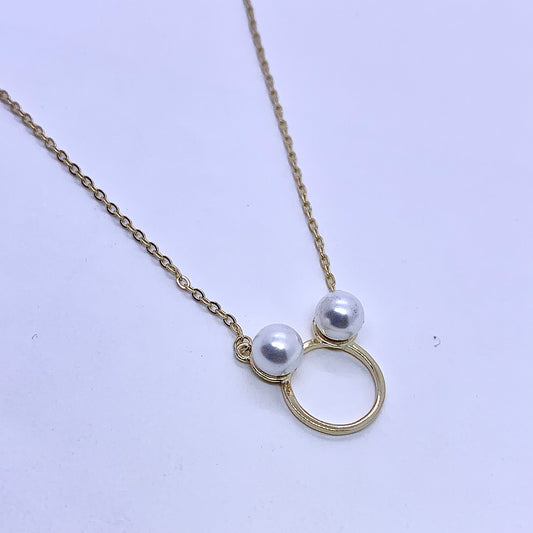 Pearl Round Necklace Pendant - Silver Jewelery 925