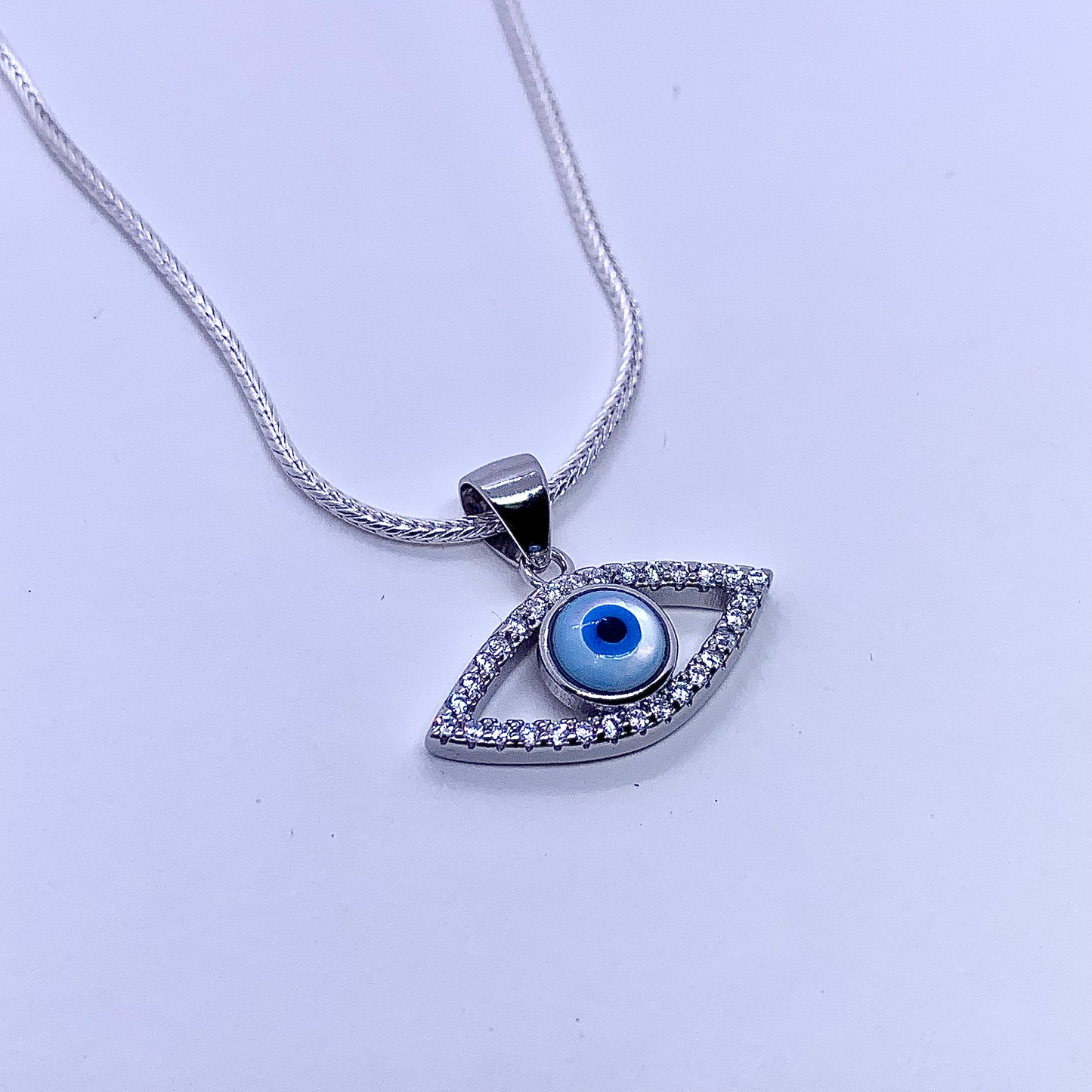 Evil Eye Necklace Pendant - Silver Jewelery 925