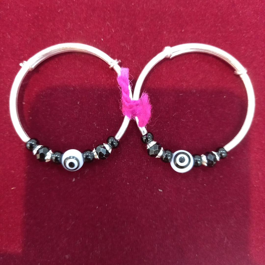 Kids Kada Black Eye Adjustable - Silver Jewelery 925