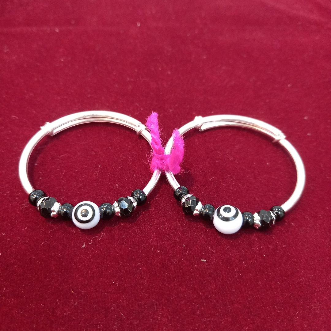 Kids Kada Black Eye Adjustable - Silver Jewelery 925