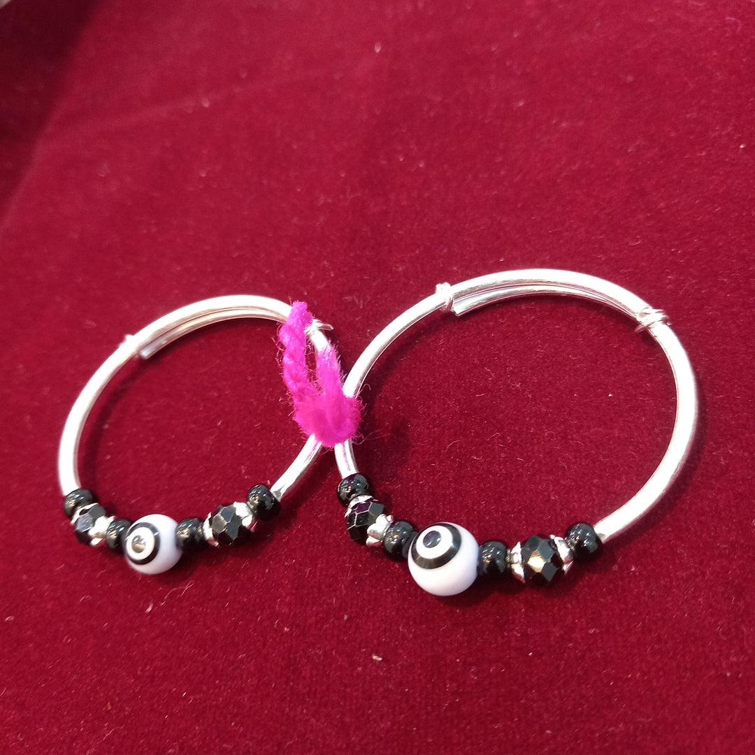 Kids Kada Black Eye Adjustable - Silver Jewelery 925