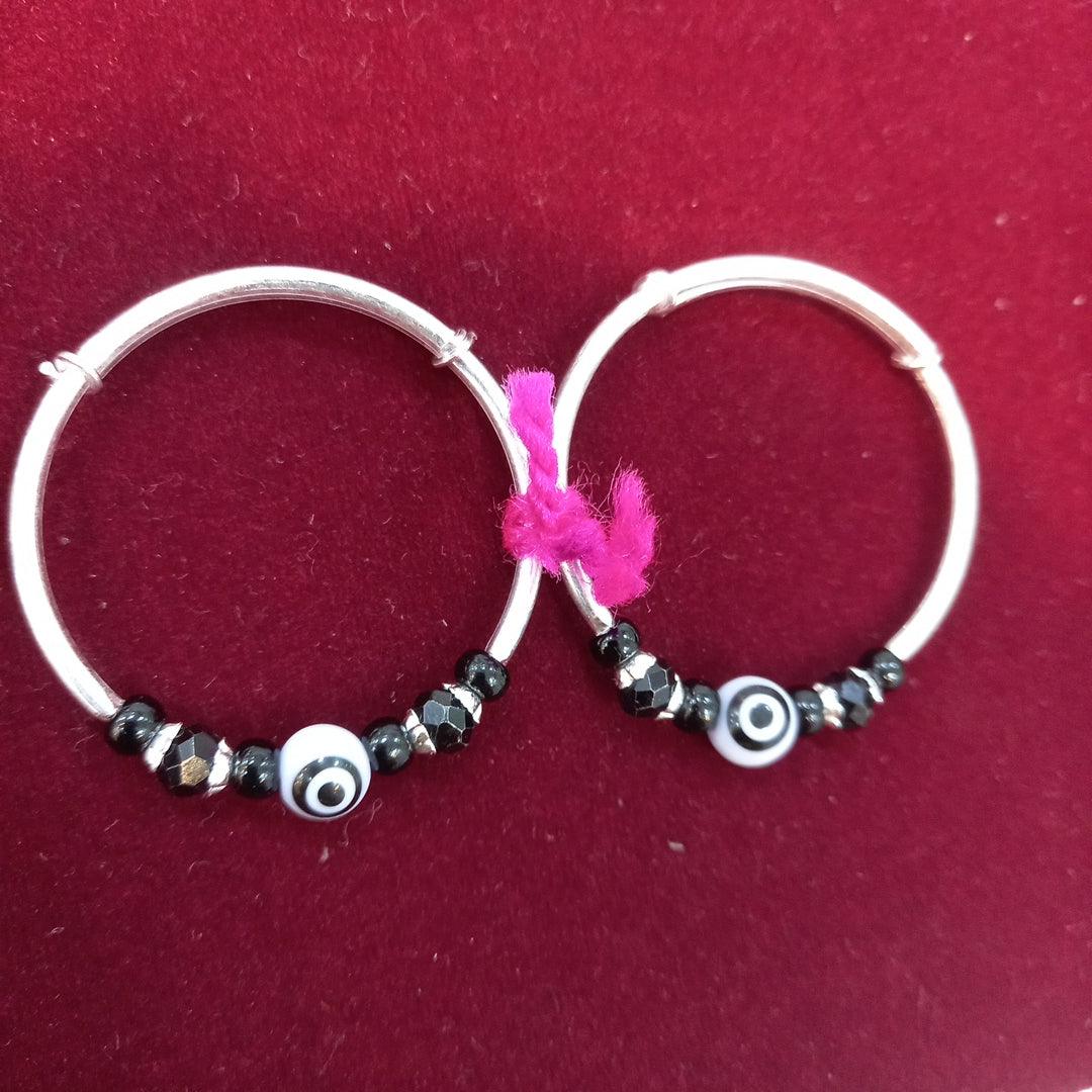 Kids Kada Black Eye Adjustable - Silver Jewelery 925