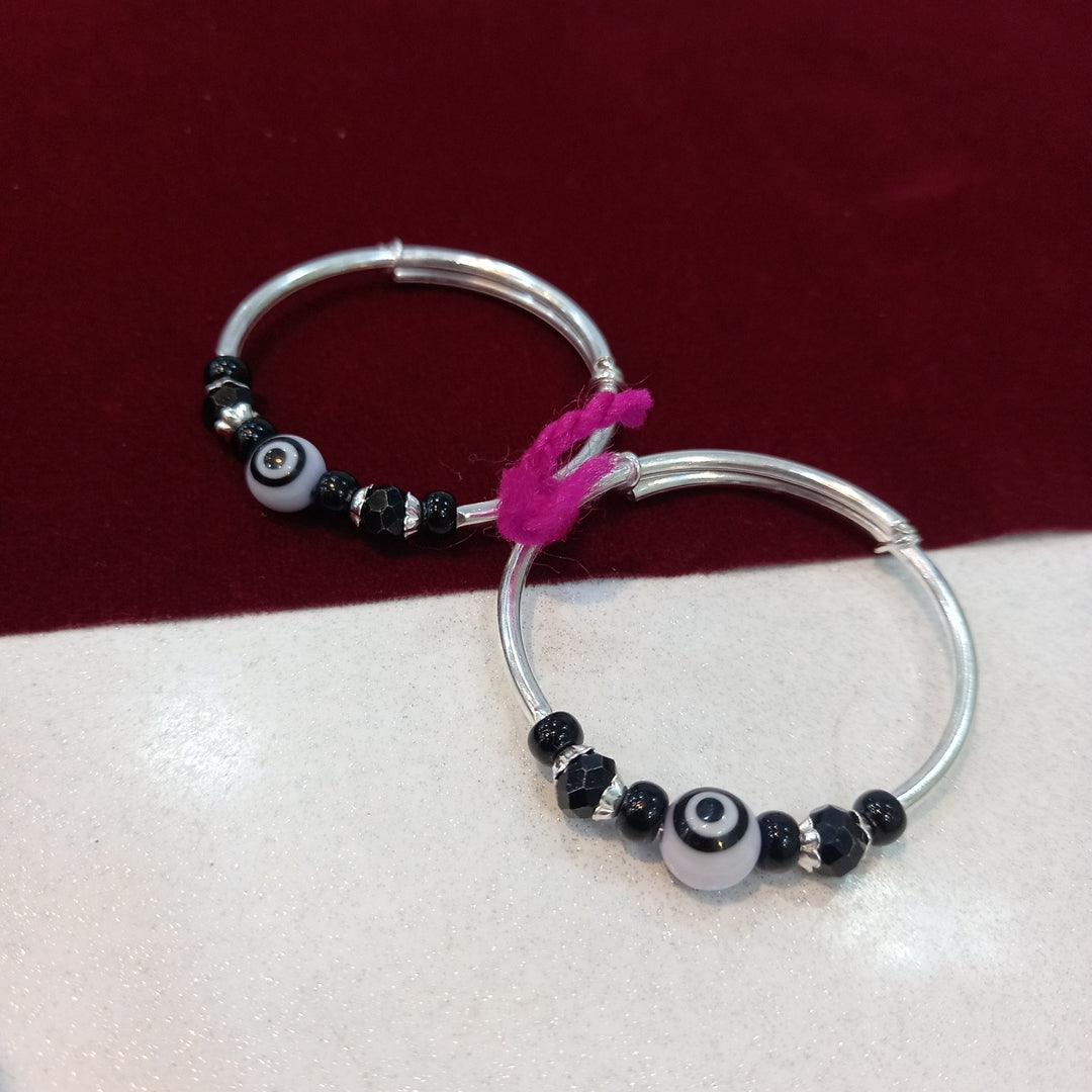 Kids Kada Black Eye Adjustable - Silver Jewelery 925