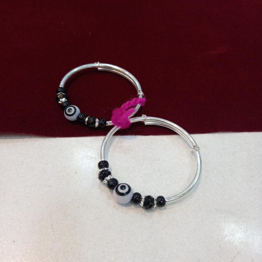 Kids Kada Black Eye Adjustable - Silver Jewelery 925