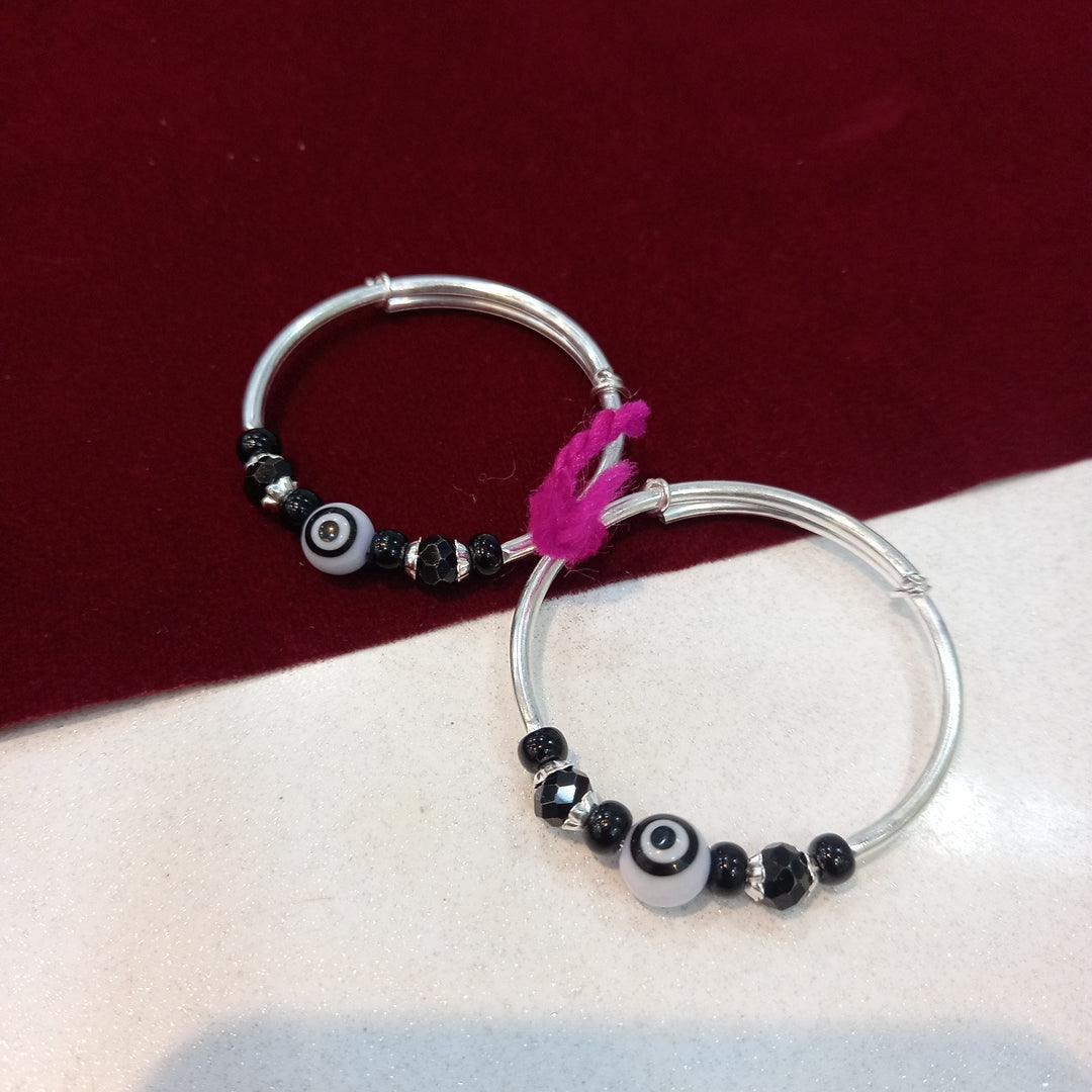 Kids Kada Black Eye Adjustable - Silver Jewelery 925