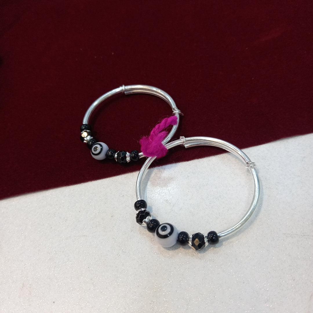 Kids Kada Black Eye Adjustable - Silver Jewelery 925