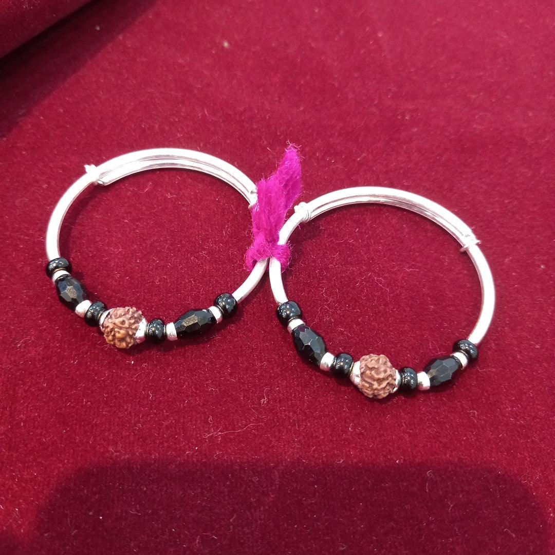 Kids Kada Rudraksh moti Adjustable - Silver Jewelery 925