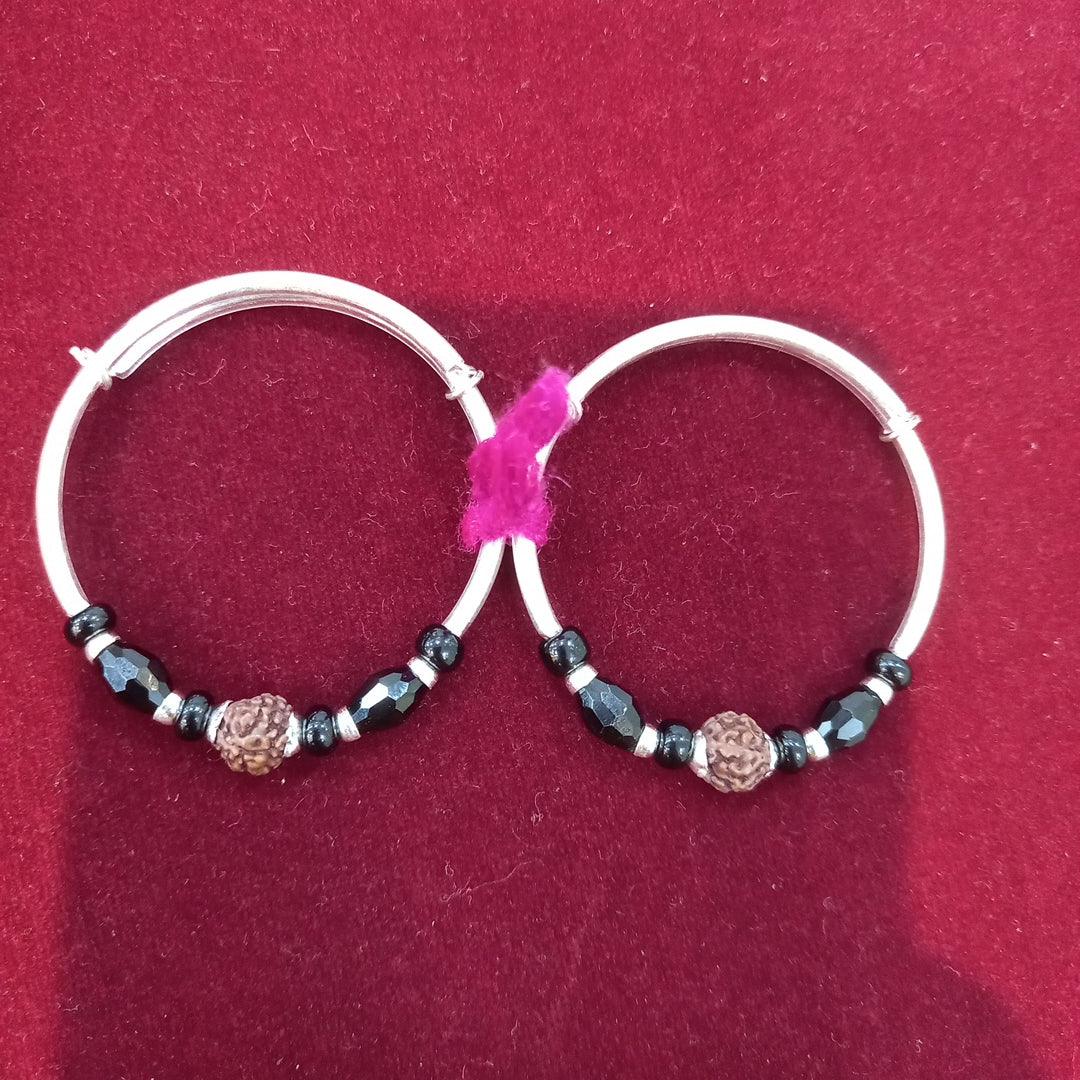 Kids Kada Rudraksh moti Adjustable - Silver Jewelery 925