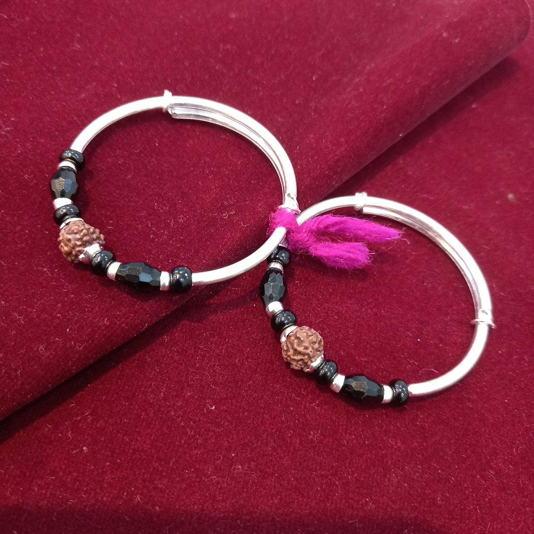 Kids Kada Rudraksh moti Adjustable - Silver Jewelery 925