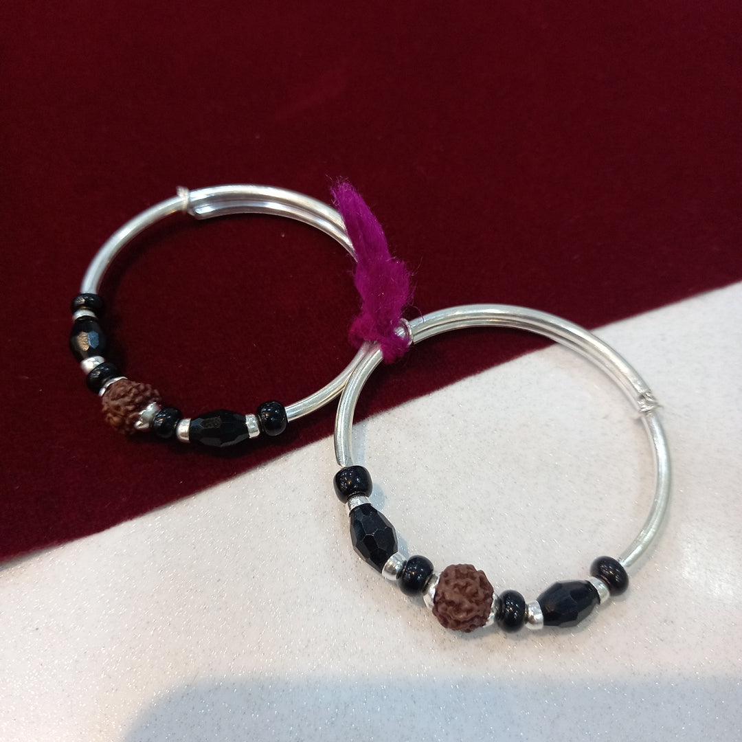 Kids Kada Rudraksh moti Adjustable - Silver Jewelery 925