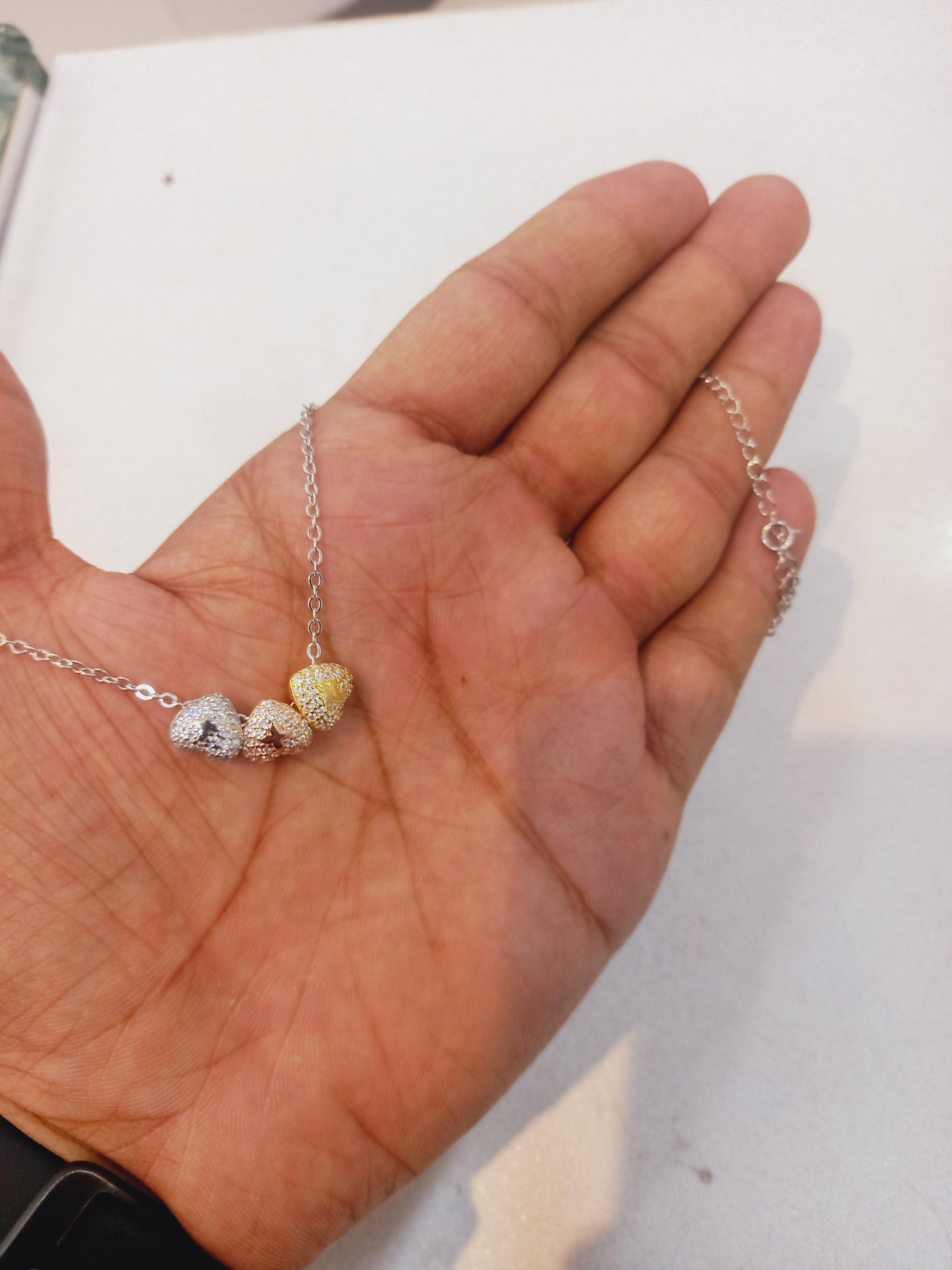 Chain pendant 3 heart - Silver Jewelery 925