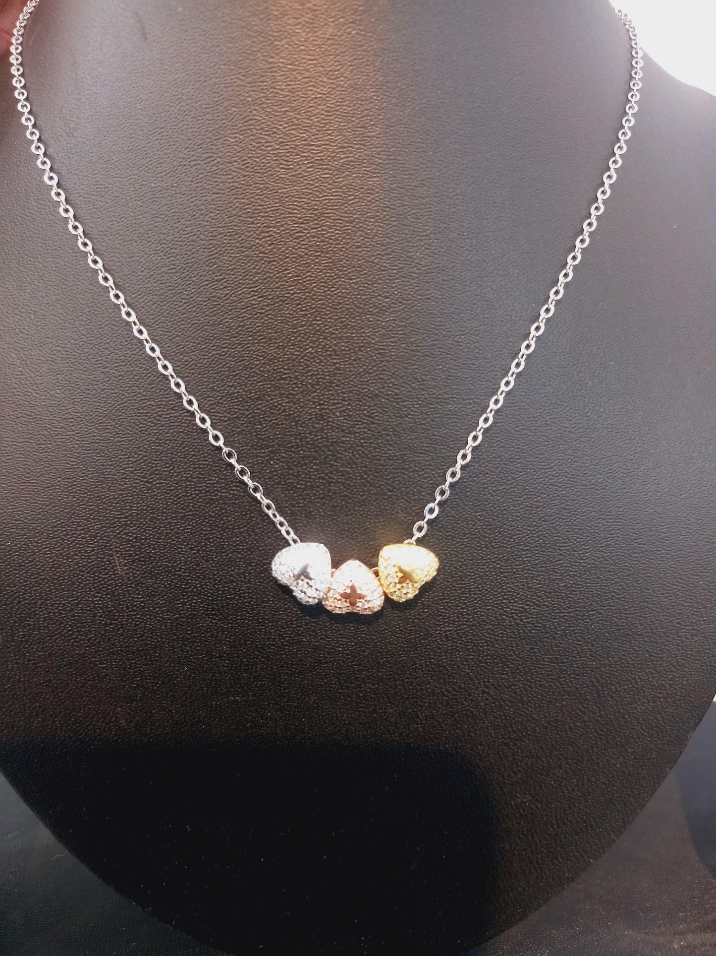 Chain pendant 3 heart - Silver Jewelery 925
