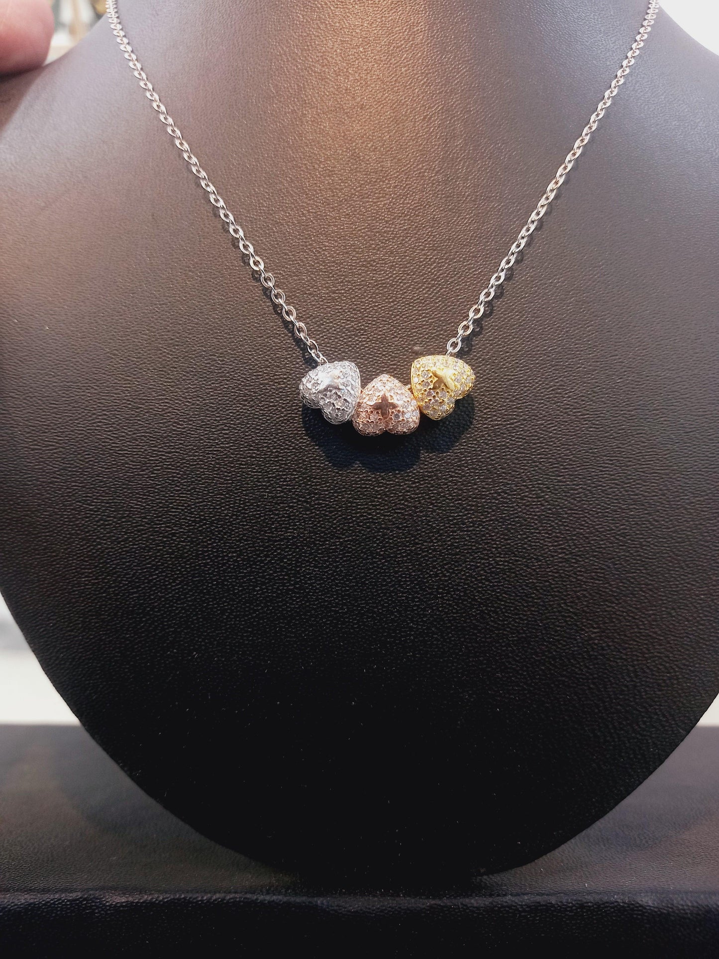 Chain pendant 3 heart - Silver Jewelery 925