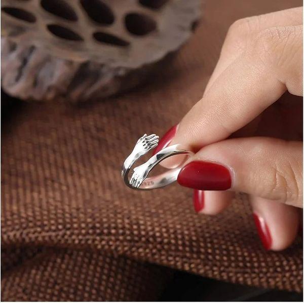 PURE SILVER LOVE HUGGING HAND RING - Silver Jewelery 925