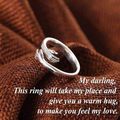 PURE SILVER LOVE HUGGING HAND RING - Silver Jewelery 925
