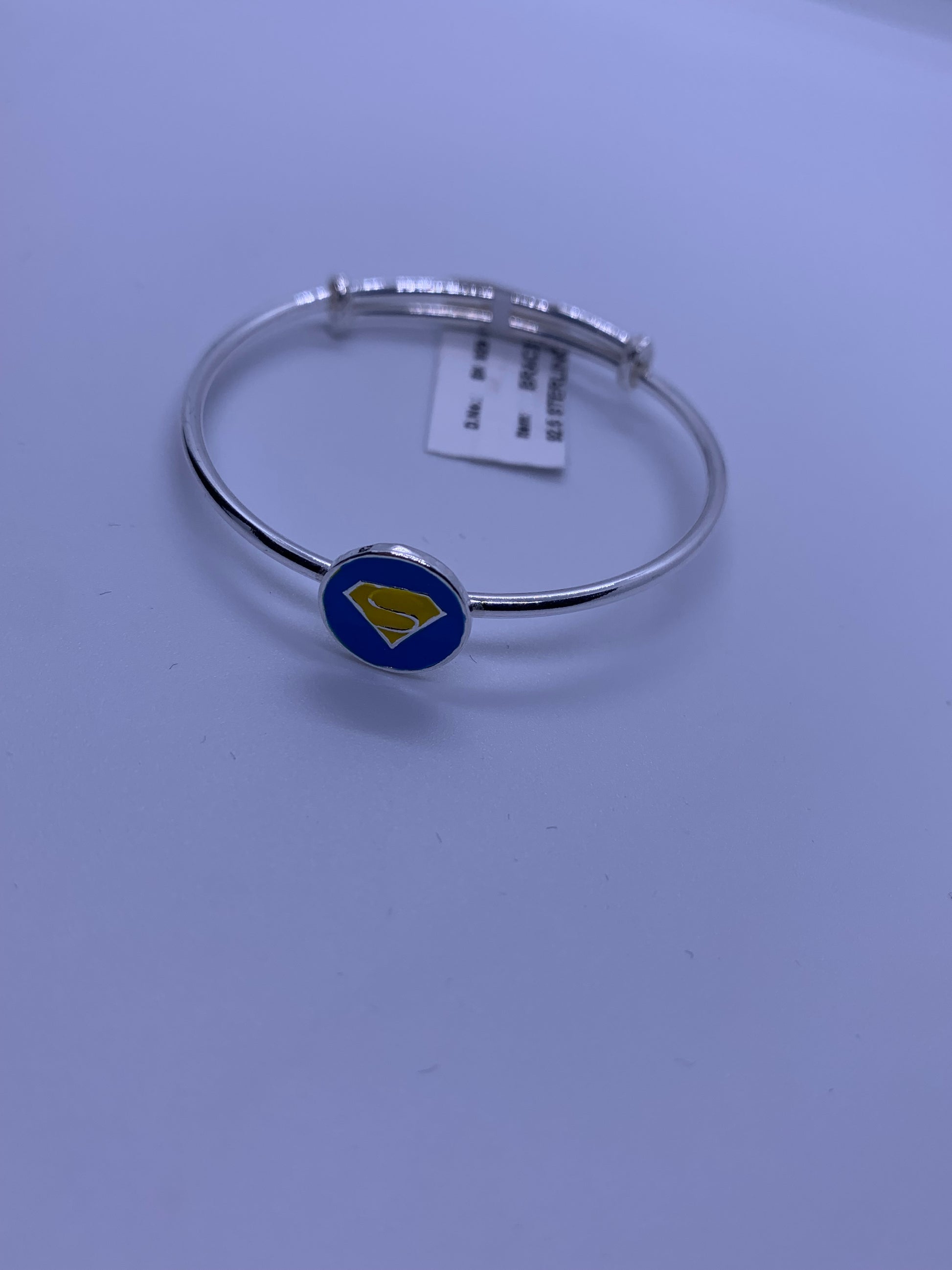 Baby Adjustable Supermen Kada Bracelet - Silver Jewelery 925
