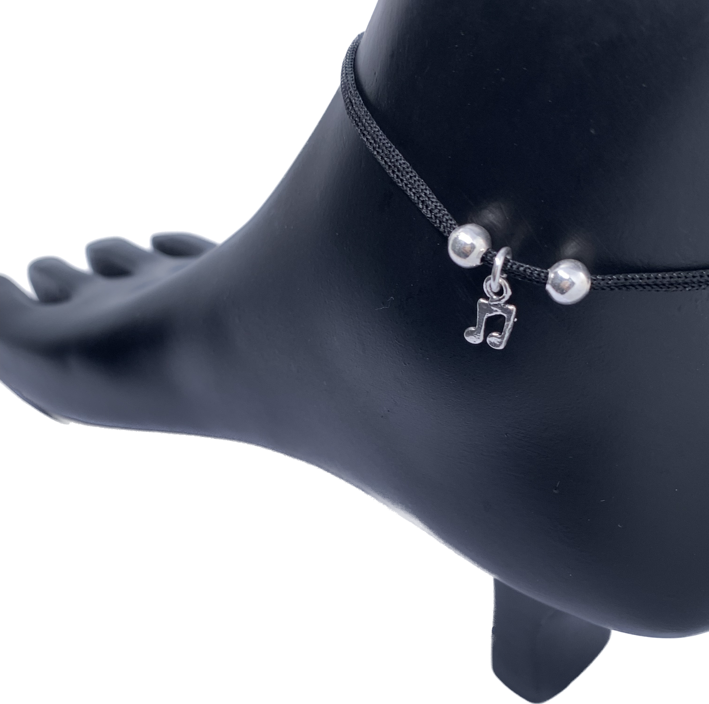 Black Thread Music Silver Anklet Adjustable - Silver Jewelery 925