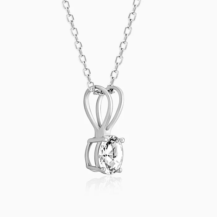 Silver Zircon Pendant with Link Chain - Silver Jewelery 925
