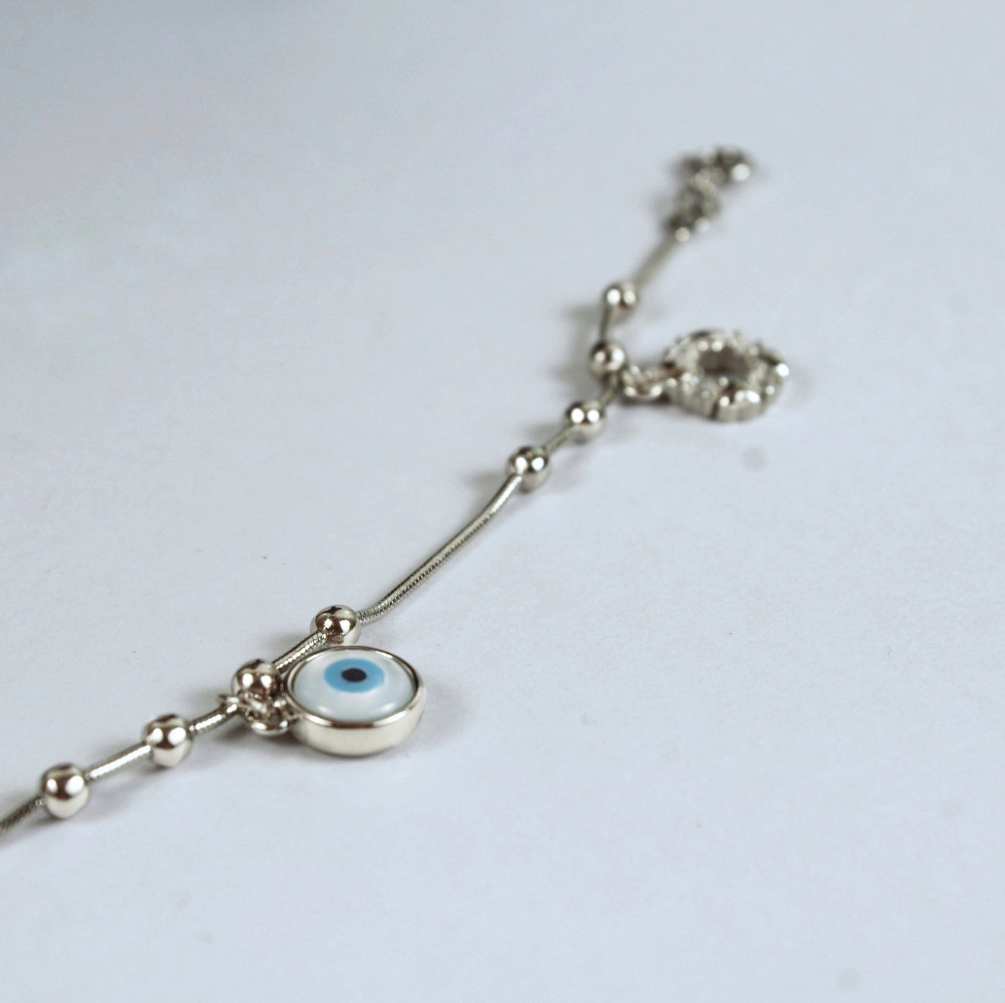 Evil Eye Pure Silver Anklet - Silver Jewelery 925
