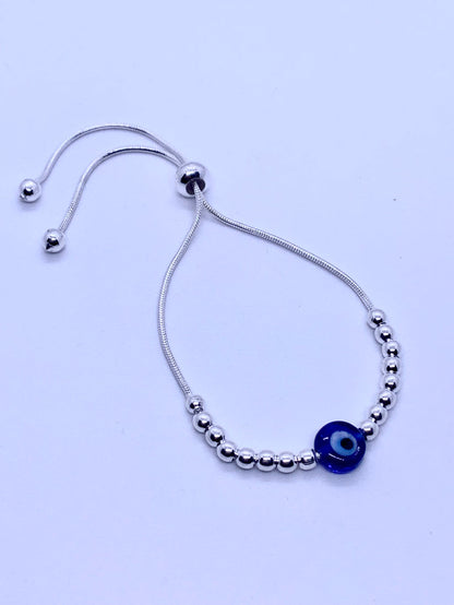 Evil Eye Adjustable Ring + Evil Eye Bracelet - Silver Jewelery 925